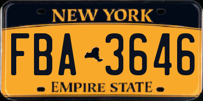 NY license plate FBA3646