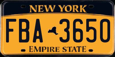 NY license plate FBA3650