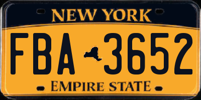 NY license plate FBA3652
