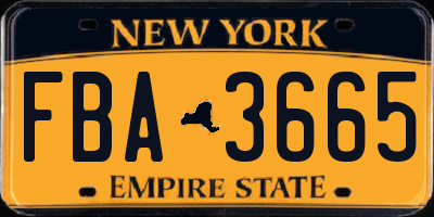 NY license plate FBA3665