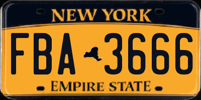 NY license plate FBA3666