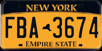 NY license plate FBA3674