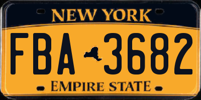 NY license plate FBA3682