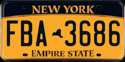 NY license plate FBA3686