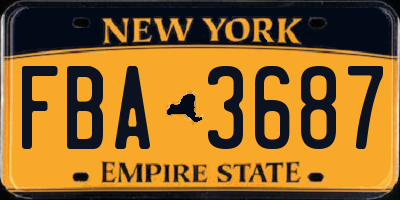 NY license plate FBA3687