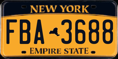 NY license plate FBA3688