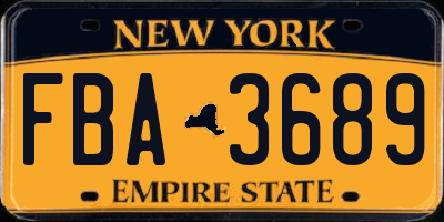 NY license plate FBA3689