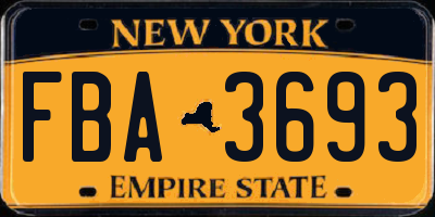 NY license plate FBA3693