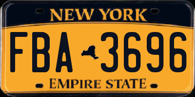 NY license plate FBA3696