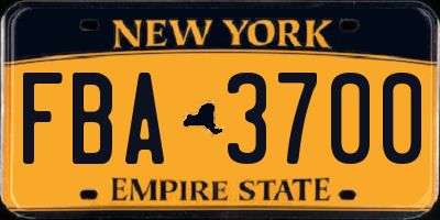 NY license plate FBA3700