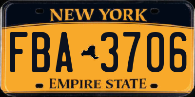 NY license plate FBA3706
