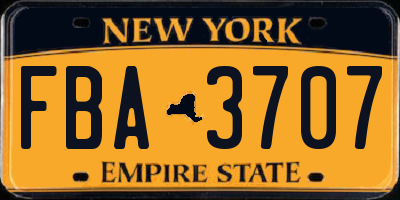 NY license plate FBA3707