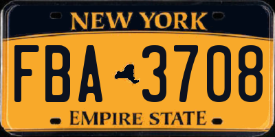 NY license plate FBA3708