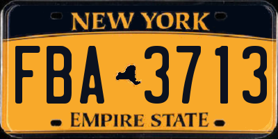 NY license plate FBA3713