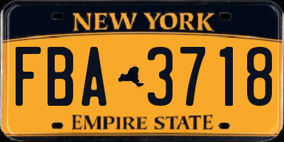 NY license plate FBA3718