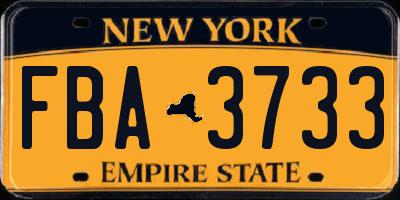 NY license plate FBA3733