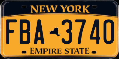 NY license plate FBA3740