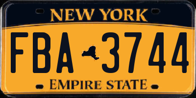 NY license plate FBA3744