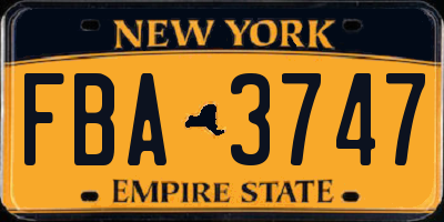 NY license plate FBA3747