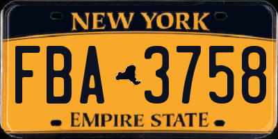 NY license plate FBA3758