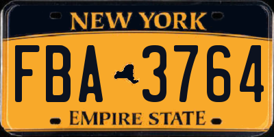NY license plate FBA3764