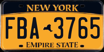 NY license plate FBA3765