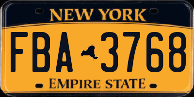 NY license plate FBA3768