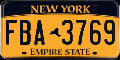 NY license plate FBA3769