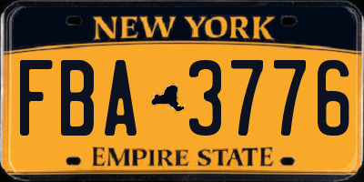 NY license plate FBA3776