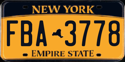NY license plate FBA3778