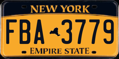 NY license plate FBA3779