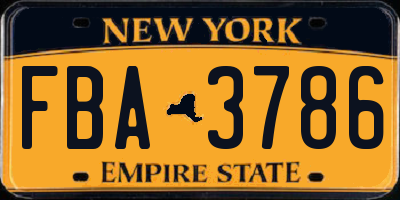 NY license plate FBA3786