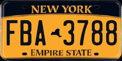 NY license plate FBA3788