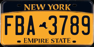 NY license plate FBA3789