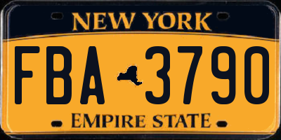 NY license plate FBA3790
