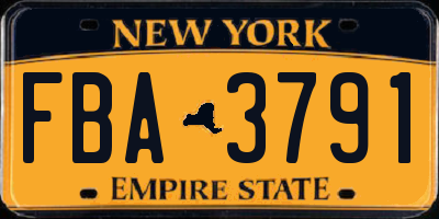 NY license plate FBA3791