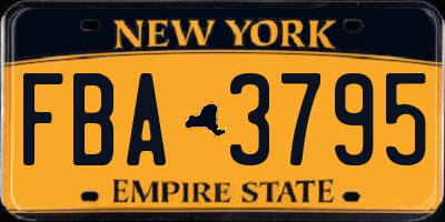 NY license plate FBA3795