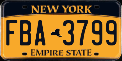 NY license plate FBA3799
