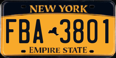 NY license plate FBA3801