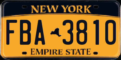 NY license plate FBA3810