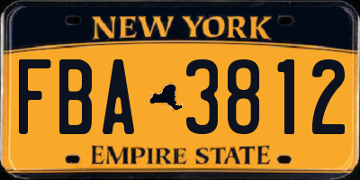NY license plate FBA3812