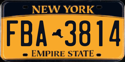 NY license plate FBA3814