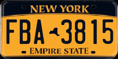 NY license plate FBA3815