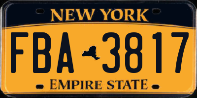 NY license plate FBA3817