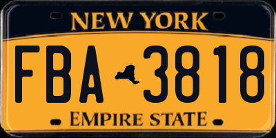 NY license plate FBA3818