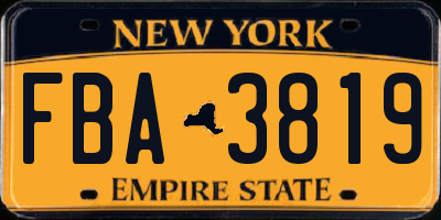 NY license plate FBA3819