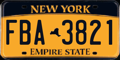 NY license plate FBA3821
