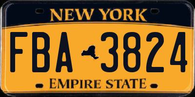 NY license plate FBA3824