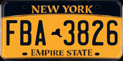 NY license plate FBA3826