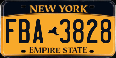NY license plate FBA3828